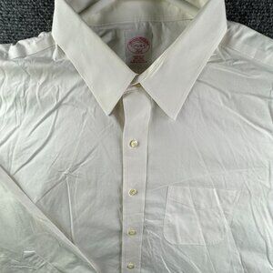Brooks Brothers Cotton Long Sleeve Button Up Shirt 17.5 34/35 Regular Fit White